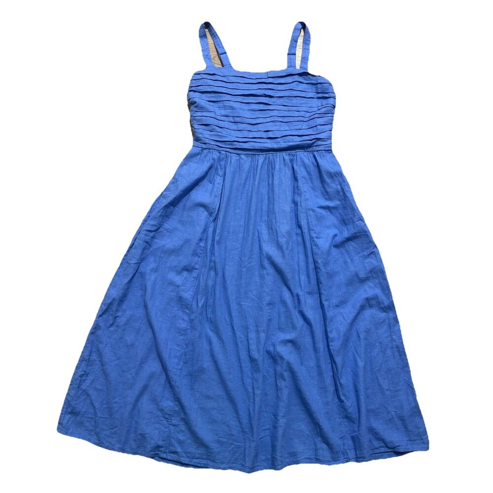 Abercrombie & Fitch Emerson Dress Women’s Large Tall Blue Linen Blend Midi
